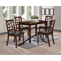 Baxton Studio PCH 254SQ(S3)-DT/PCH 6339-DC(4) Mozaika Black Leather Contemporary 5-Piece Dining Set